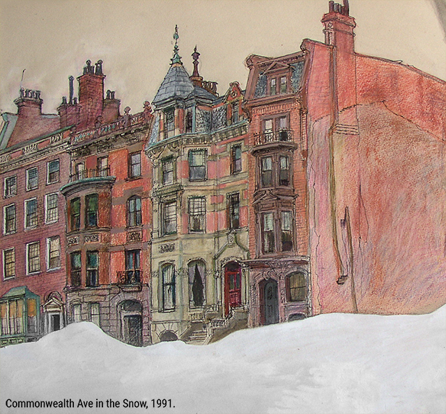 Commonwealth Ave in the Snow, 1991.